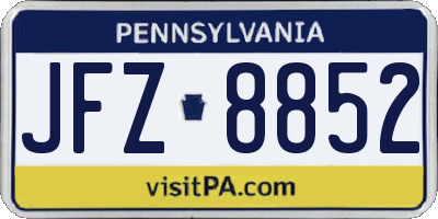 PA license plate JFZ8852