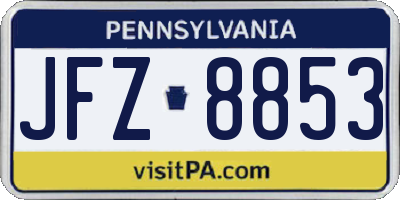 PA license plate JFZ8853