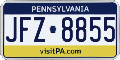 PA license plate JFZ8855