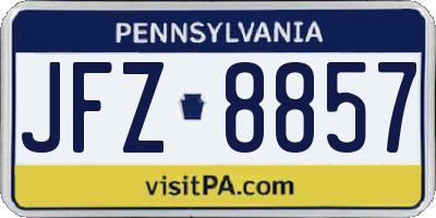 PA license plate JFZ8857