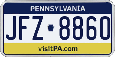 PA license plate JFZ8860