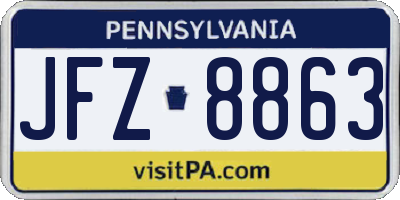 PA license plate JFZ8863