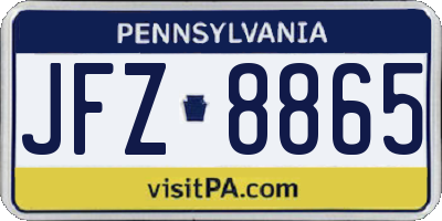 PA license plate JFZ8865