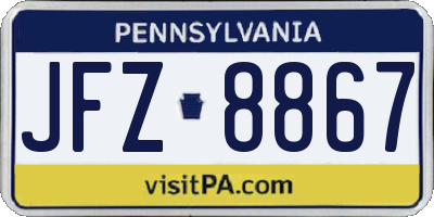 PA license plate JFZ8867