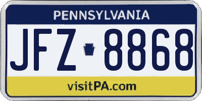 PA license plate JFZ8868