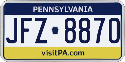PA license plate JFZ8870