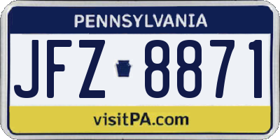 PA license plate JFZ8871