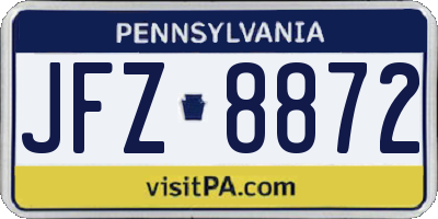 PA license plate JFZ8872