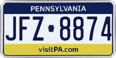 PA license plate JFZ8874
