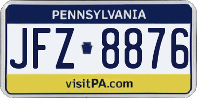 PA license plate JFZ8876