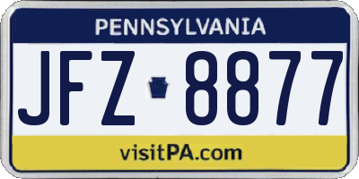 PA license plate JFZ8877