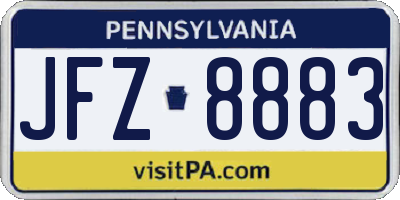 PA license plate JFZ8883