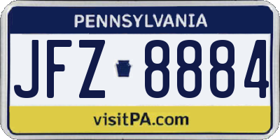 PA license plate JFZ8884