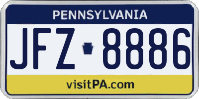 PA license plate JFZ8886