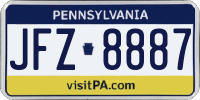 PA license plate JFZ8887