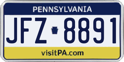 PA license plate JFZ8891