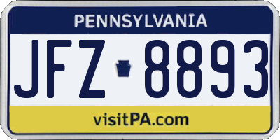 PA license plate JFZ8893