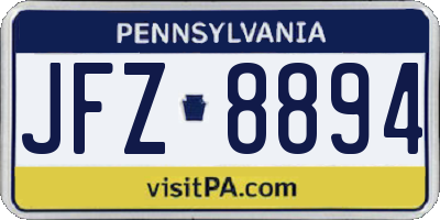 PA license plate JFZ8894