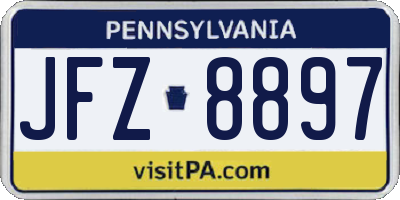 PA license plate JFZ8897