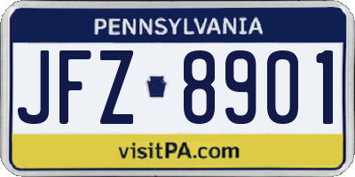 PA license plate JFZ8901