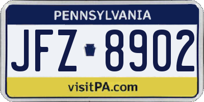 PA license plate JFZ8902