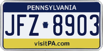 PA license plate JFZ8903