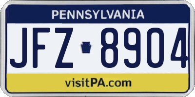PA license plate JFZ8904