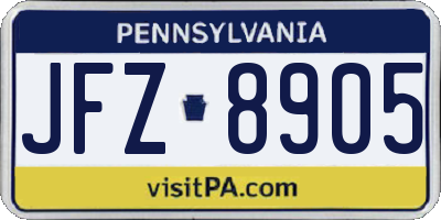 PA license plate JFZ8905