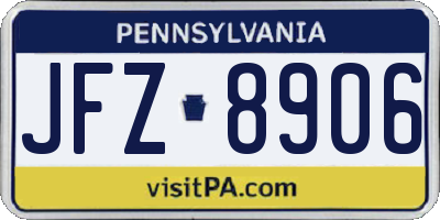 PA license plate JFZ8906