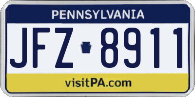 PA license plate JFZ8911