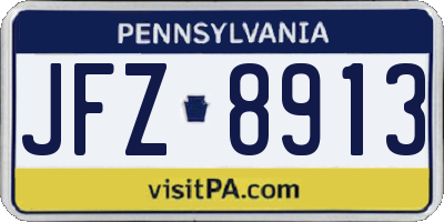 PA license plate JFZ8913