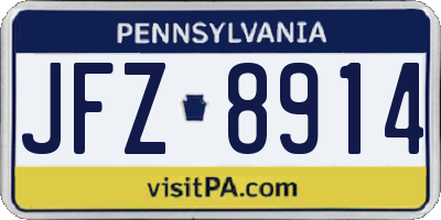 PA license plate JFZ8914