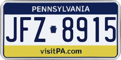 PA license plate JFZ8915