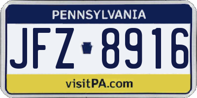PA license plate JFZ8916