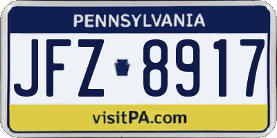 PA license plate JFZ8917