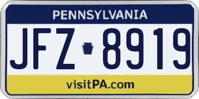 PA license plate JFZ8919