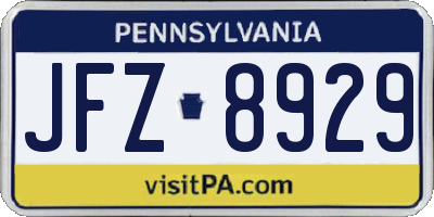PA license plate JFZ8929