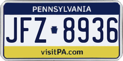 PA license plate JFZ8936
