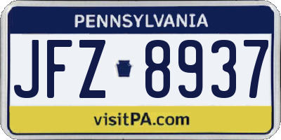 PA license plate JFZ8937