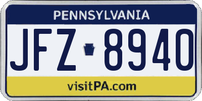 PA license plate JFZ8940