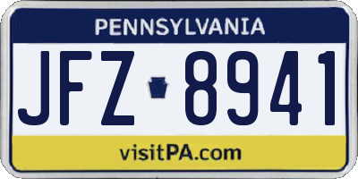 PA license plate JFZ8941