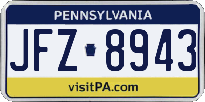 PA license plate JFZ8943