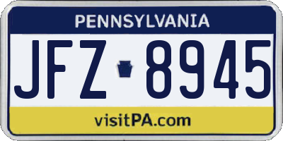 PA license plate JFZ8945