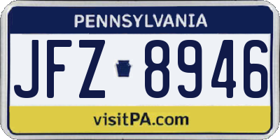 PA license plate JFZ8946