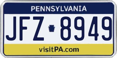 PA license plate JFZ8949