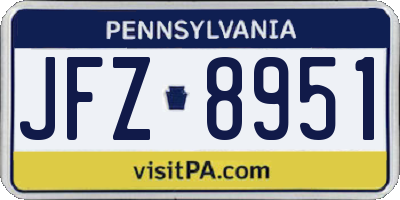 PA license plate JFZ8951