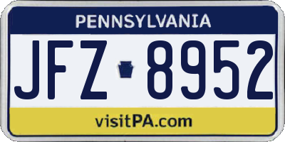 PA license plate JFZ8952