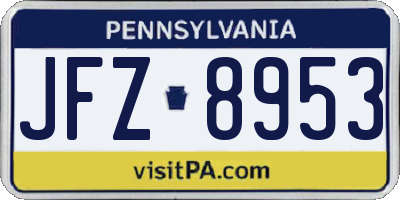 PA license plate JFZ8953