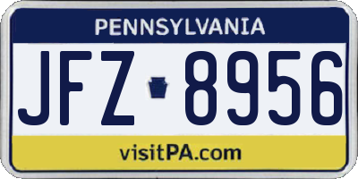 PA license plate JFZ8956