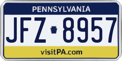 PA license plate JFZ8957